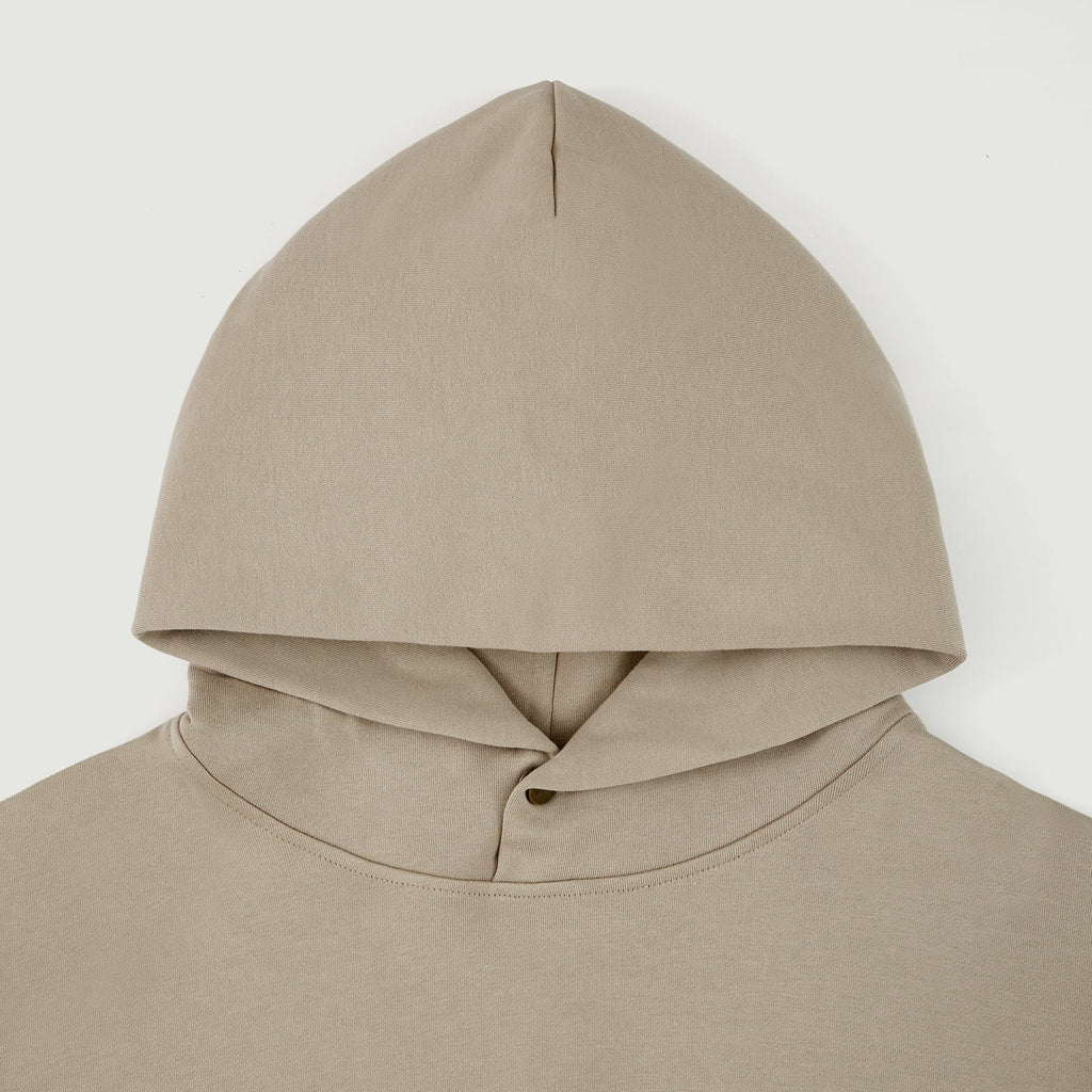 Oversized Blank Snap Collar Hoodie with Side Pockets - 100% Cotton