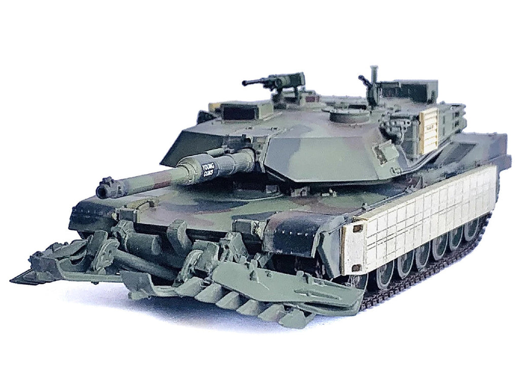 United States M1A1 AIM TUSK (Tank Urban Survival Kit) with Mine Plow (Travel Mode) "United States Marine Corps 8th Tank Battalion II MED Iraq" (2003) Green Camouflage "NEO Dragon Armor" Series 1/72 Plastic Model by Dragon Models