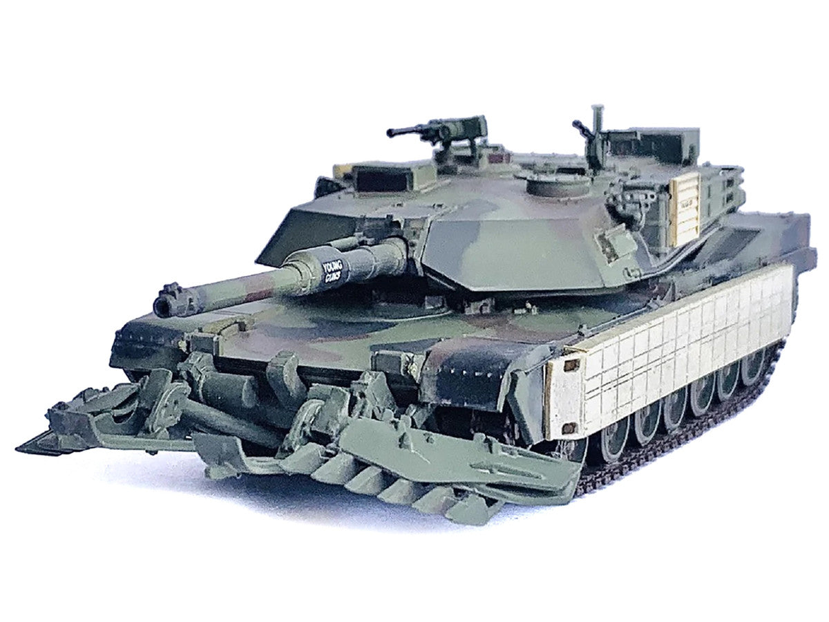 United States M1A1 AIM TUSK (Tank Urban Survival Kit) with Mine Plow (Travel Mode) "United States Marine Corps 8th Tank Battalion II MED Iraq" (2003) Green Camouflage "NEO Dragon Armor" Series 1/72 Plastic Model by Dragon Models