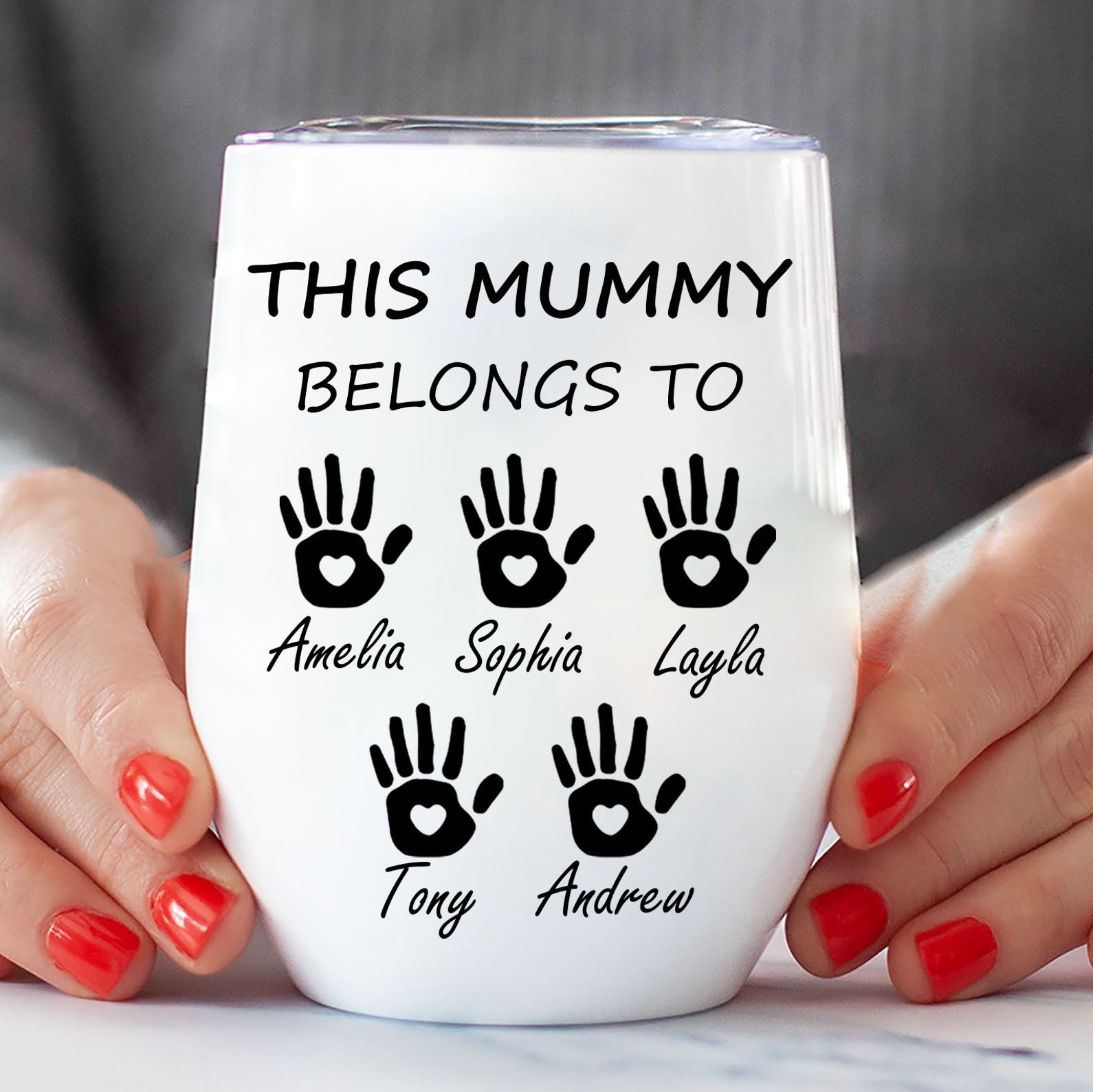 This Mummy Belong To Custom Name Tumbler, Personalized Custom 12oz Wine Tumbler, Gift For Mom, Gift For Wife 682100