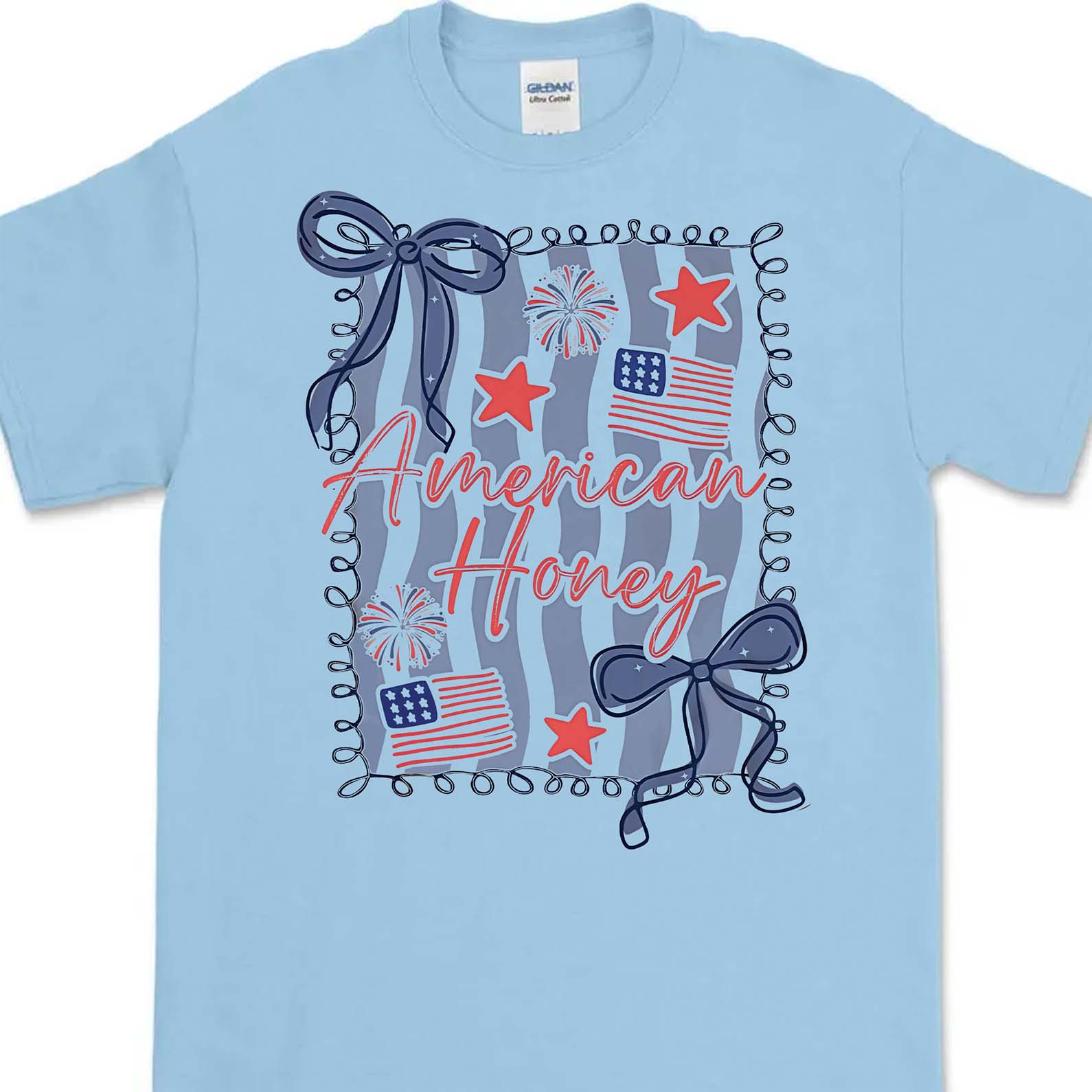 American Honey Coquette Shirt | Preppy 4th Of July T-Shirt | Vintage USA Shirt | Land Of The Free Tee | Independence Day Shirt 682472