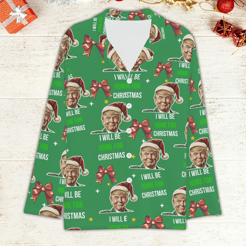 I'll Be Home For Christmas, Coquette Bow Trump Christmas Pajamas, Family Christmas Shirt M1780- GOP