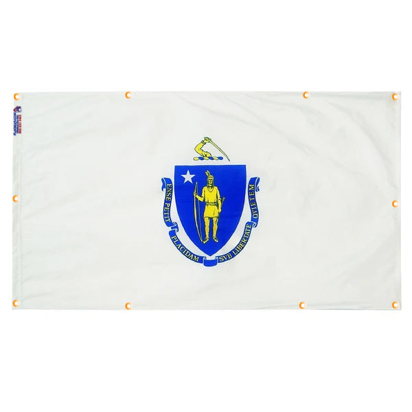 Massachusetts Flag with Grommets Along the Edges for Wall Hanging